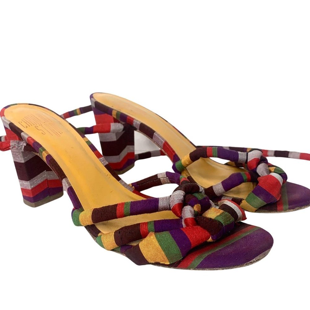 Charlotte Stone Anthropologie Tie Purple Heels - Picture 4 of 11